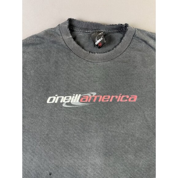 Vintage Y2K Oneill America Skate Surf Thrashed Black Long Sleeve Shirt Punk Tee - Picture 3 of 13